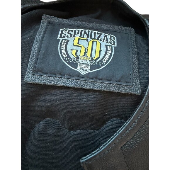 Espinoza's Black Leather Women's Custom Club Vest Zipper Chest Pockets $450  XL - Picture 2 of 11